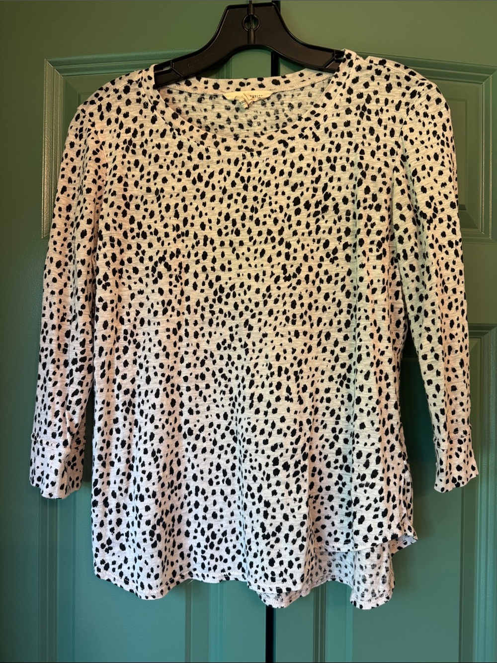 Rebecca Taylor Black and White Spotted Long Sleeve Top